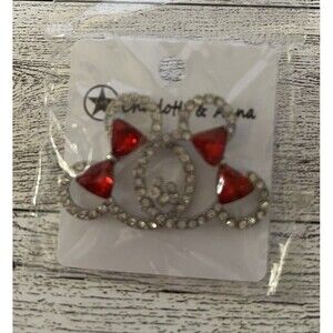 Charlotte and Anna Minnie Mouse Rhinestone Stud Earrings Red Bow